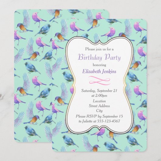 Wilde exotische vogels Waterverf verjaardagsfeest Kaart (Voorkant / Achterkant)