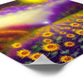 Wilde fantasie zonnebloemveld poster (Hoek)