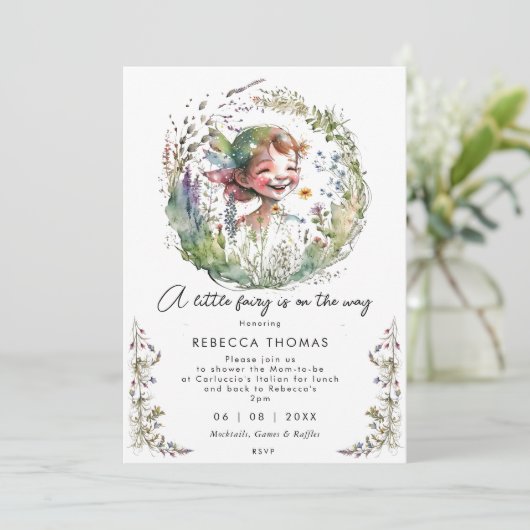 wilde fauna en flora boho baby shower uitnodiging (Staand voorkant)