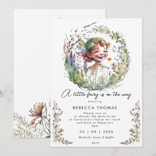 wilde fauna en flora boho baby shower uitnodiging (Voorkant / Achterkant)