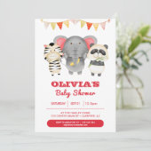 Wilde Feest Dieren Baby Shower Kaart (Staand voorkant)