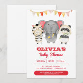 Wilde Feest Dieren Baby Shower Kaart (Voorkant / Achterkant)