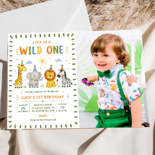 Wilde Feestbeesten Safari Jongen Verjaardag Foto Kaart