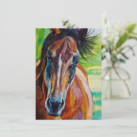 Wilde Fire Horse Greetings Kaart (Staand voorkant)