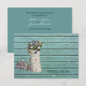 wilde flesbloem turquoise barnhout bruiloft kaart (Voorkant / Achterkant)