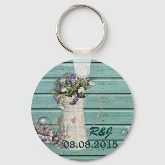 wilde flesbloem turquoise barnhout bruiloft sleutelhanger (Voorkant)