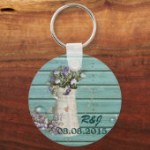 wilde flesbloem turquoise barnhout bruiloft sleutelhanger (Voorkant)