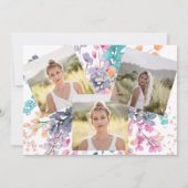 Wilde florale waterverf glitter Sweet 16 foto Kaart (Achterkant)