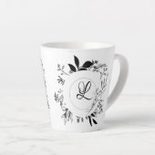 Wilde Flowers Doodles Monogram Latte Mok (Rechterhoek)