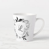 Wilde Flowers Doodles Monogram Latte Mok (Rechts)