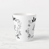 Wilde Flowers Doodles Monogram Latte Mok (Voorkant)