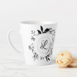 Wilde Flowers Doodles Monogram Latte Mok