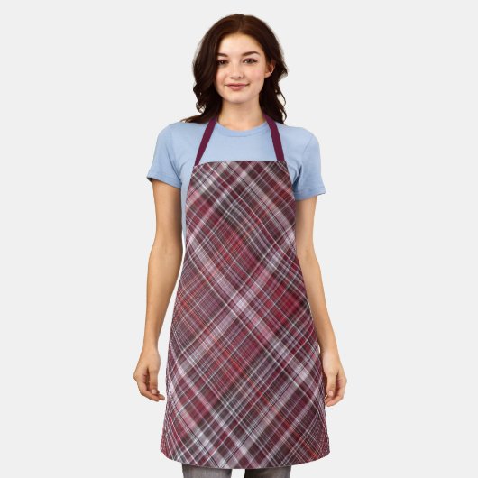 Wilde frambozen Crimson Red Plaid Schort (Gedragen)