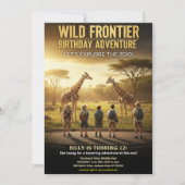Wilde Frontier Zoo Verjaardagsfeestje Kaart (Voorkant)
