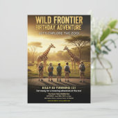 Wilde Frontier Zoo Verjaardagsfeestje Kaart (Staand voorkant)