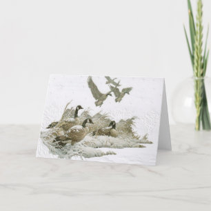 Wilde ganzen met winterkerstkaart (blank) feestdagen kaart