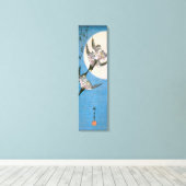 Wilde ganzen vliegen naar beneden over maan, Hiros Canvas Afdruk (Insitu (Houten vloer))