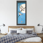 Wilde ganzen vliegen omlaag over de maan, Hiroshig Canvas Afdruk (Insitu (Slaapkamer))