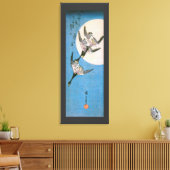 Wilde ganzen vliegen omlaag over de maan, Hiroshig Canvas Afdruk (Insitu (Woonkamer))