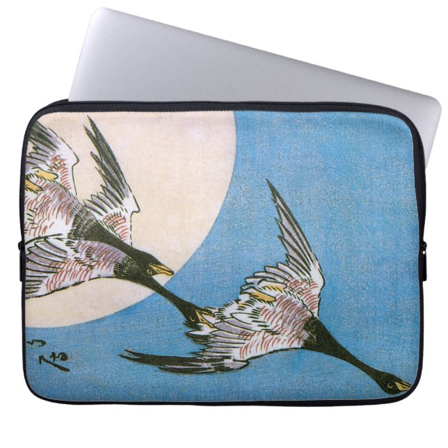 Wilde ganzen vliegend omlaag over de maan, Hiroshi Laptop Sleeve (Voorkant)