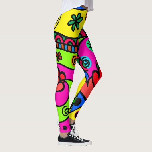 Wilde, gedurfde, heldere Abstracte psychedelische Leggings (Rechts)