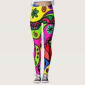 Wilde, gedurfde, heldere Abstracte psychedelische Leggings (Voorkant)
