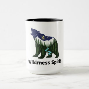 Wilde Geest Beren Silhouet   Rustieke Bos Mok