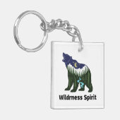 Wilde Geest Beren Silhouet | Rustieke Bos Sleutelhanger (Voorkant Links)