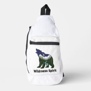 Wilde Geest Beren Silhouet   Rustieke Bos Sling Bag