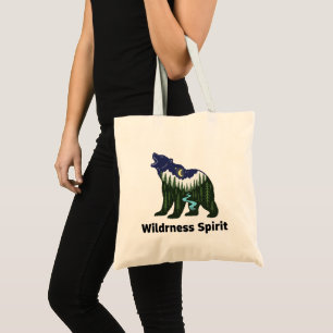 Wilde Geest Beren Silhouet Rustieke Bos Tote Bag