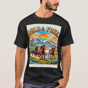 Wilde Geest: Galopperende Paarden & Berglandschap T-shirt