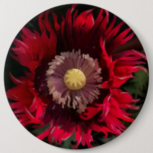 Wilde gehakte schilderij van papavers ronde button 6,0 cm