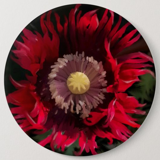 Wilde gehakte schilderij van papavers ronde button 6,0 cm (Voorkant)