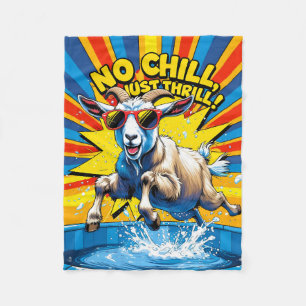 Wilde Geit Zomer Retro Poolsplash  Fleece Deken