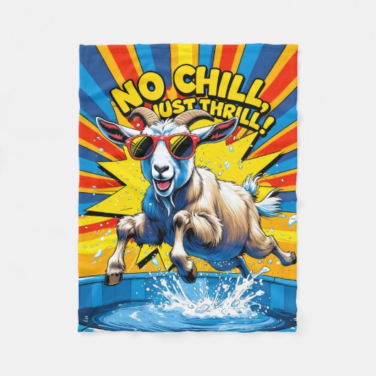 Wilde Geit Zomer Retro Poolsplash  Fleece Deken (Voorkant)