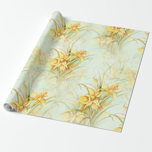 Wilde gele bloemen cadeaupapier (Uitgerold)