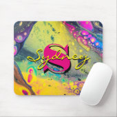 Wilde gele en zwarte acrylvlechtkunst muismat (Met muis)