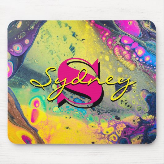 Wilde gele en zwarte acrylvlechtkunst muismat (Voorkant)