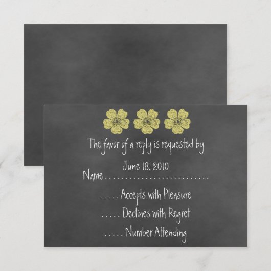 Wilde gele rozen Chalkboard RSVP-kaarten RSVP Kaartje (Voorkant / Achterkant)