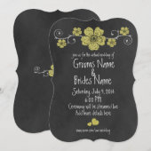Wilde gele rozen Chalkboard virtuele bruiloft Kaart (Voorkant / Achterkant)