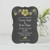 Wilde gele rozen Chalkboard virtuele bruiloft Kaart (Staand voorkant)