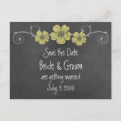 Wilde gele rozenkarton sparen de Datum Aankondigingskaart (Voorkant)