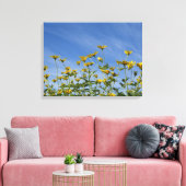 Wilde Gele Zonnebloemen en Blue Sky Canvas Afdruk (Insitu (Woonkamer))