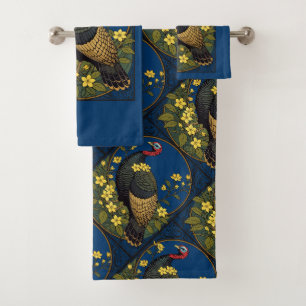 Wilde gevogelte kalkoen en jasmijnbloemen bad handdoek