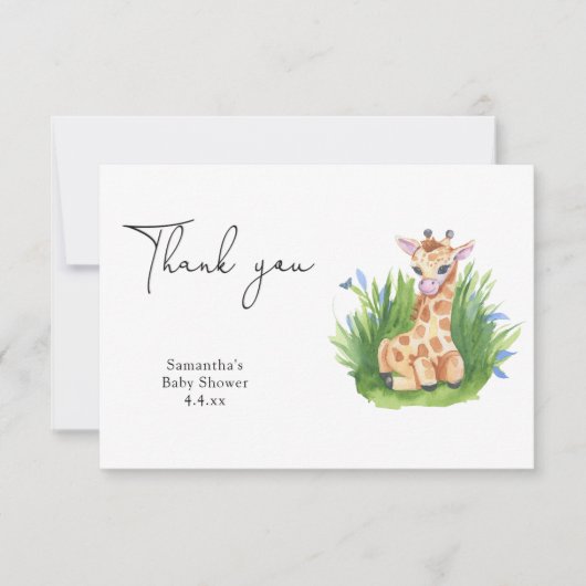 Wilde Giraffe - dank u baby shower Bedankkaart (Voorkant)
