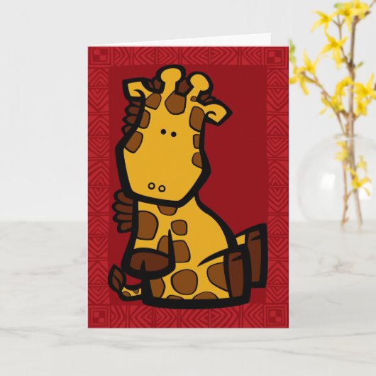 Wilde Giraffe Puzzle Wenskaart Kaart (Gele Bloem)