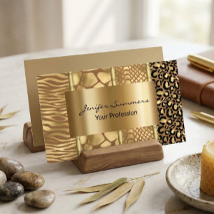 Wilde Giraffe Snake Tiger Zebra Goud Gemengde Prin Visitekaartje