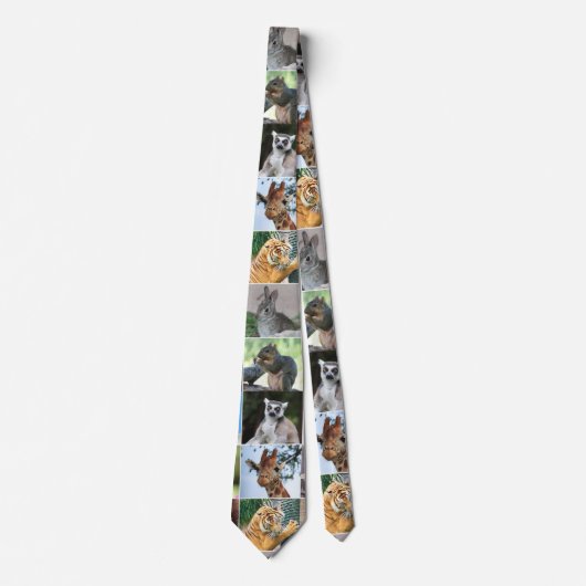 Wilde Giraffe Tiger Lemur Squirrel Rabbit Wilde Stropdas (Voorkant)