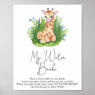 Wilde Giraffe - Water brak wild teken Poster