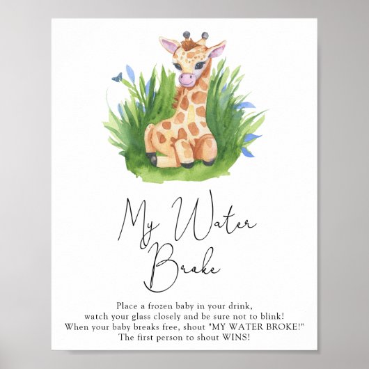 Wilde Giraffe - Water brak wild teken Poster (Voorkant)